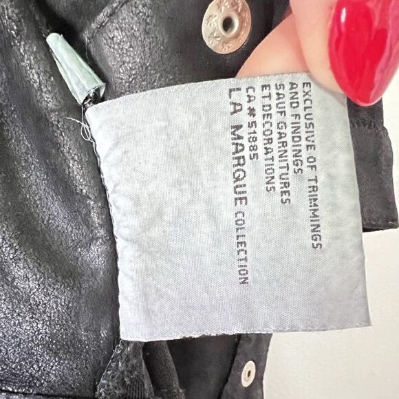 Lamarque Sarai Black Genuine Leather Waterfall Front Moto Vest - Picture 8 of 10